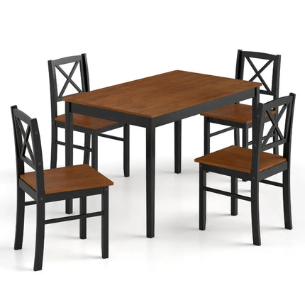 5 Piece Dining Table Set with Rectangular Kitchen Table and 4 Chairs for 4 People-Coffee Costway