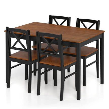 5 Piece Dining Table Set with Rectangular Kitchen Table and 4 Chairs for 4 People-Coffee Costway