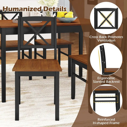 5 Piece Dining Table Set with Rectangular Kitchen Table and 4 Chairs for 4 People-Coffee Costway