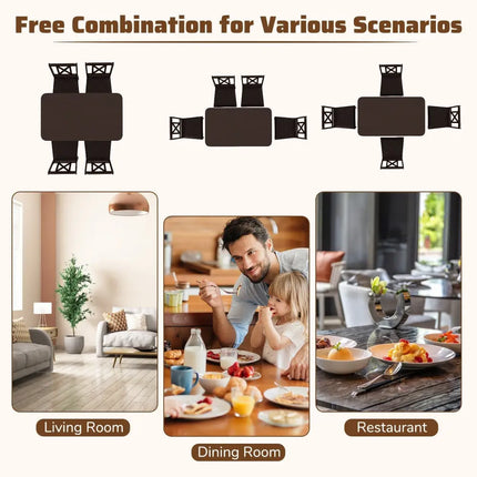 5-Piece Dining Table Set with Wide Tabletop and Rubber Wood Legs-Black Costway