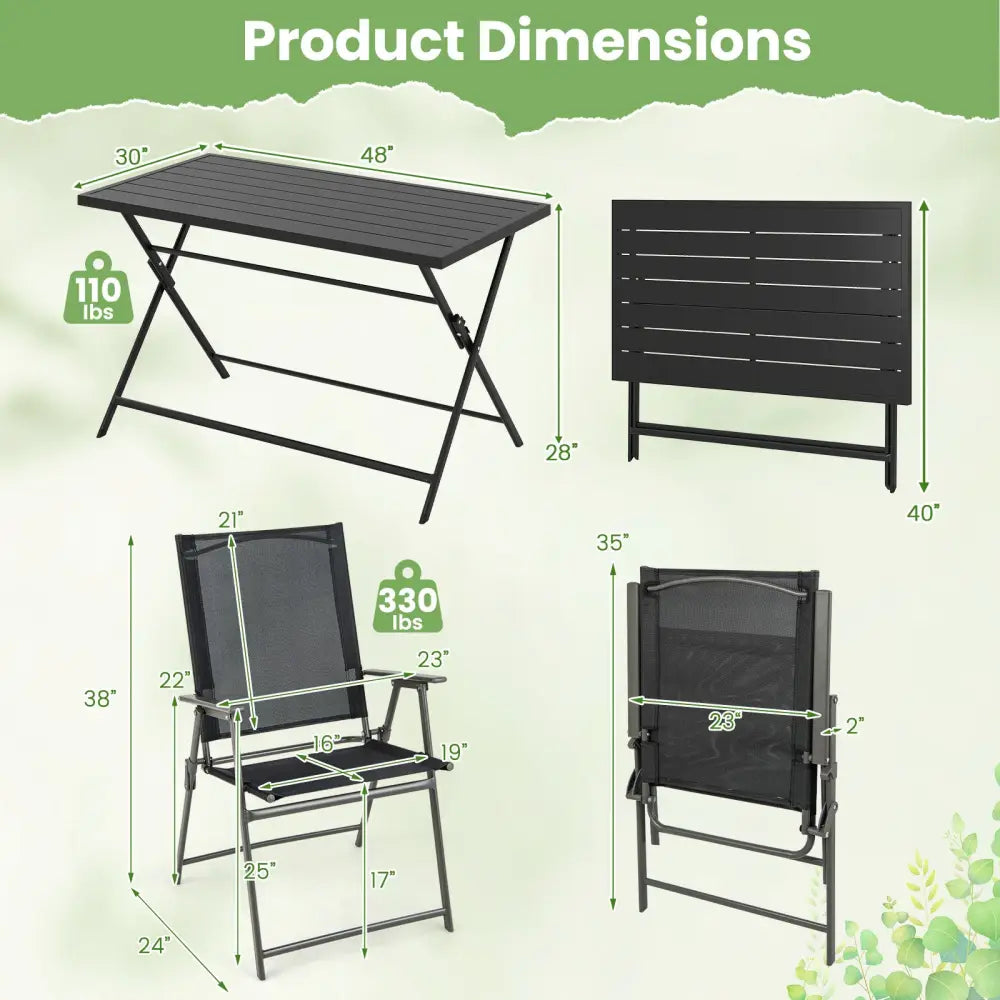 5-Piece Foldable Outdoor Dining Set for Backyard Garden Deck - Patio Dining Sets