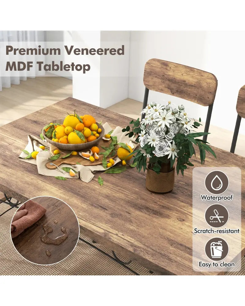 5-Piece Industrial Dining Table Set for 4 for Small Place Apartment-Brown - Brown - Dining Room Sets