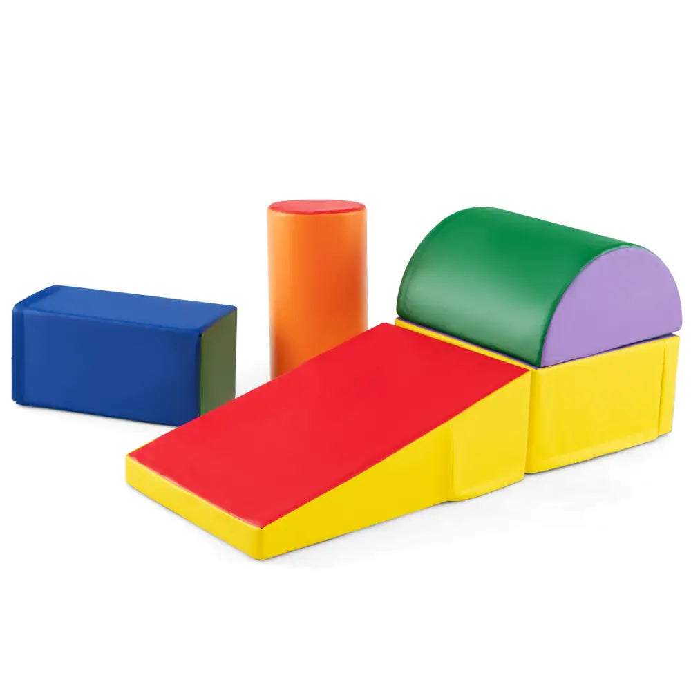5-Piece Kids Climb and Crawl Activity Playset-Multicolor - Multicolor - Climbers & Slides