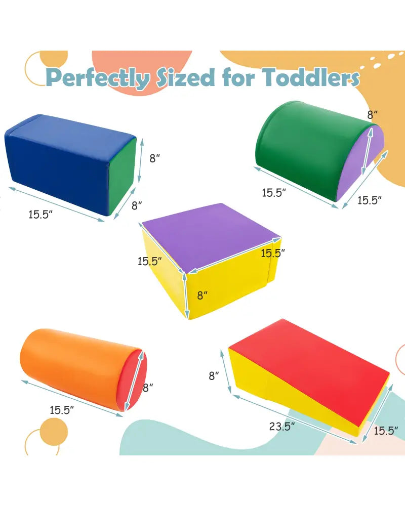 5-Piece Kids Climb and Crawl Activity Playset-Multicolor - Multicolor - Climbers & Slides