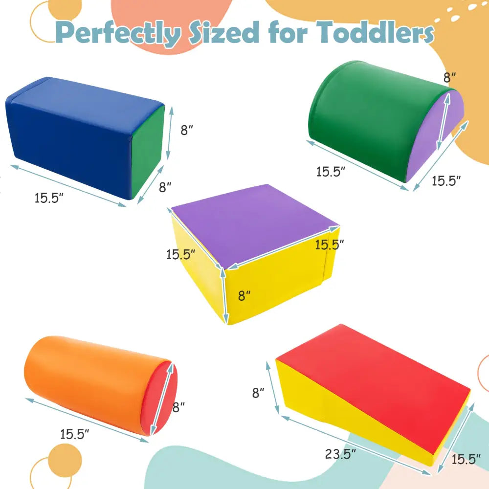 5-Piece Kids Climb and Crawl Activity Playset-Multicolor - Multicolor - Climbers & Slides