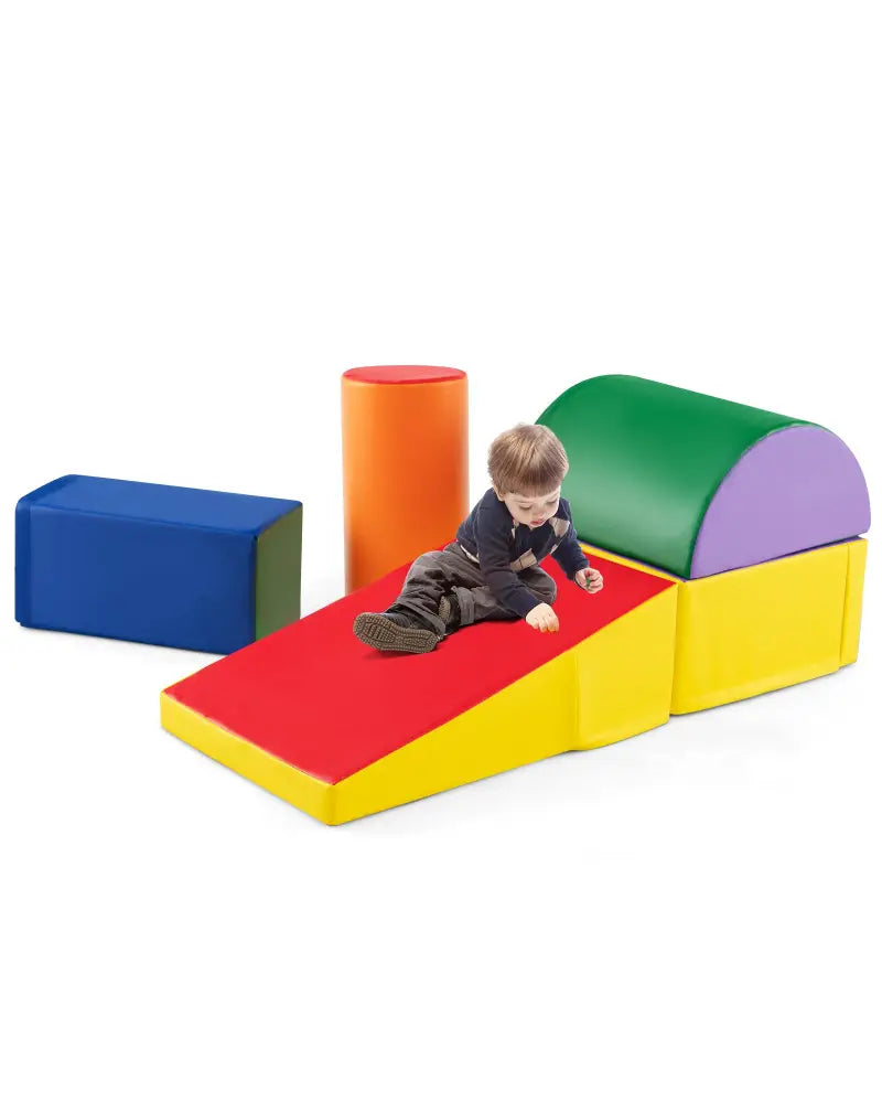 5-Piece Kids Climb and Crawl Activity Playset-Multicolor - Multicolor - Climbers & Slides