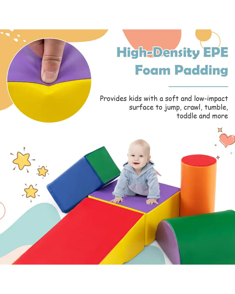 5-Piece Kids Climb and Crawl Activity Playset-Multicolor - Multicolor - Climbers & Slides