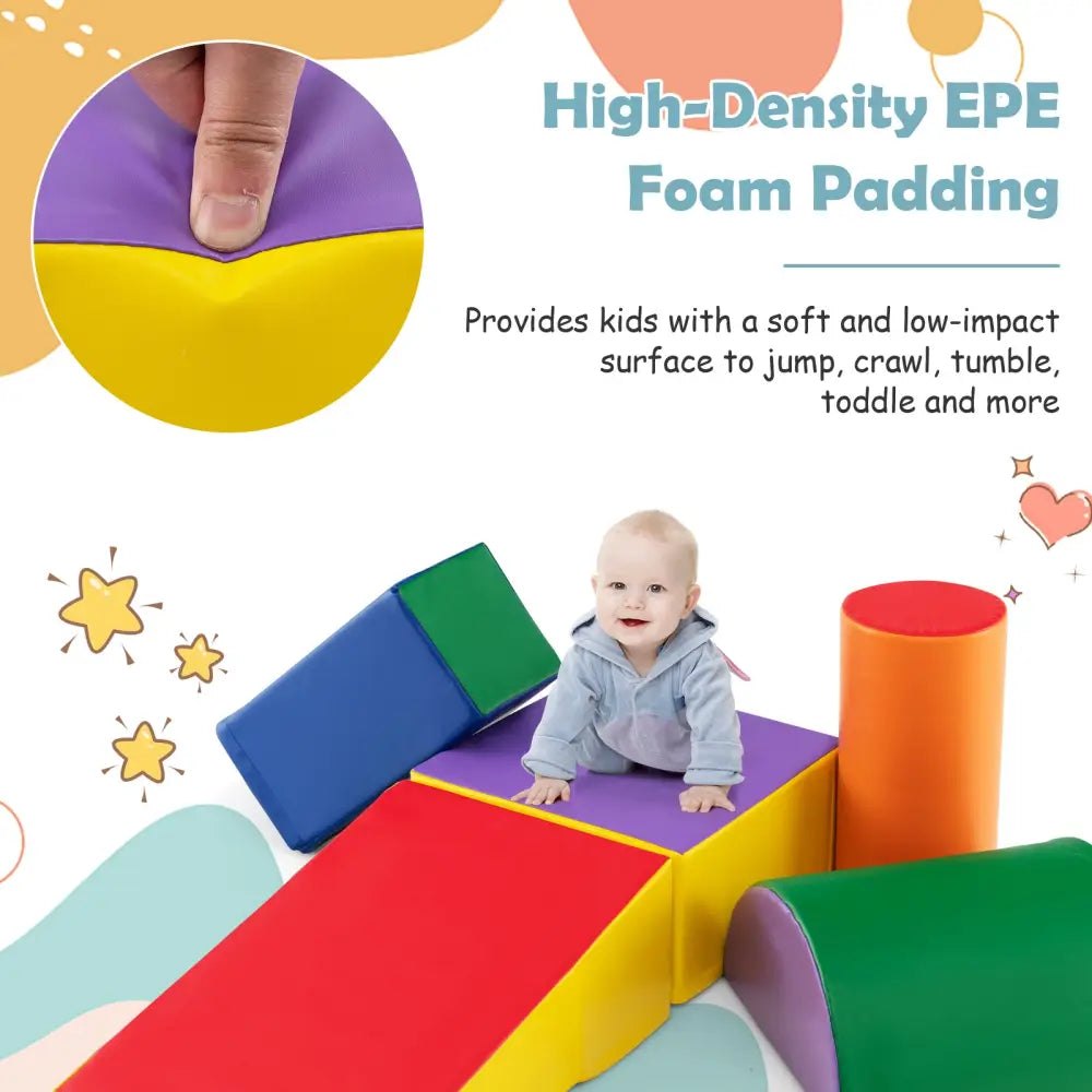 5-Piece Kids Climb and Crawl Activity Playset-Multicolor - Multicolor - Climbers & Slides
