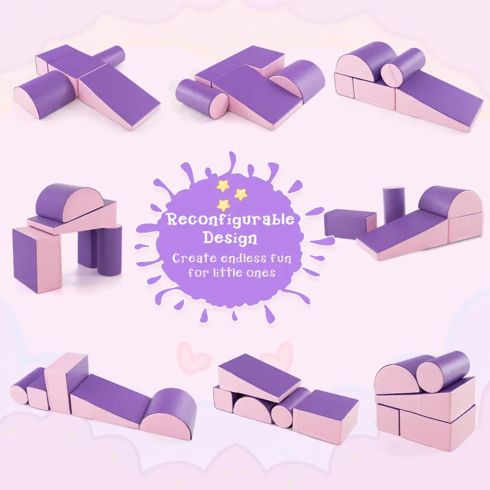 5-Piece Kids Climb and Crawl Activity Playset-Purple - Purple - Climbers & Slides