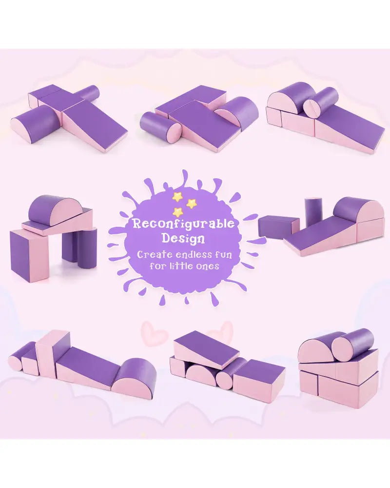 5-Piece Kids Climb and Crawl Activity Playset-Purple - Purple - Climbers & Slides