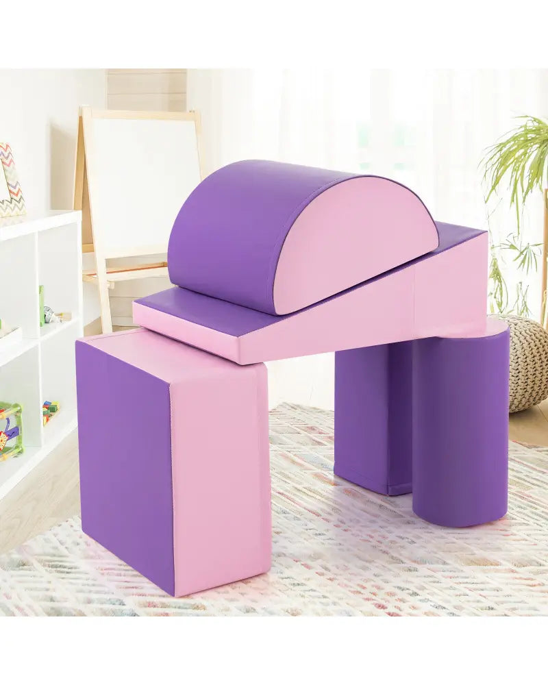 5-Piece Kids Climb and Crawl Activity Playset-Purple - Purple - Climbers & Slides