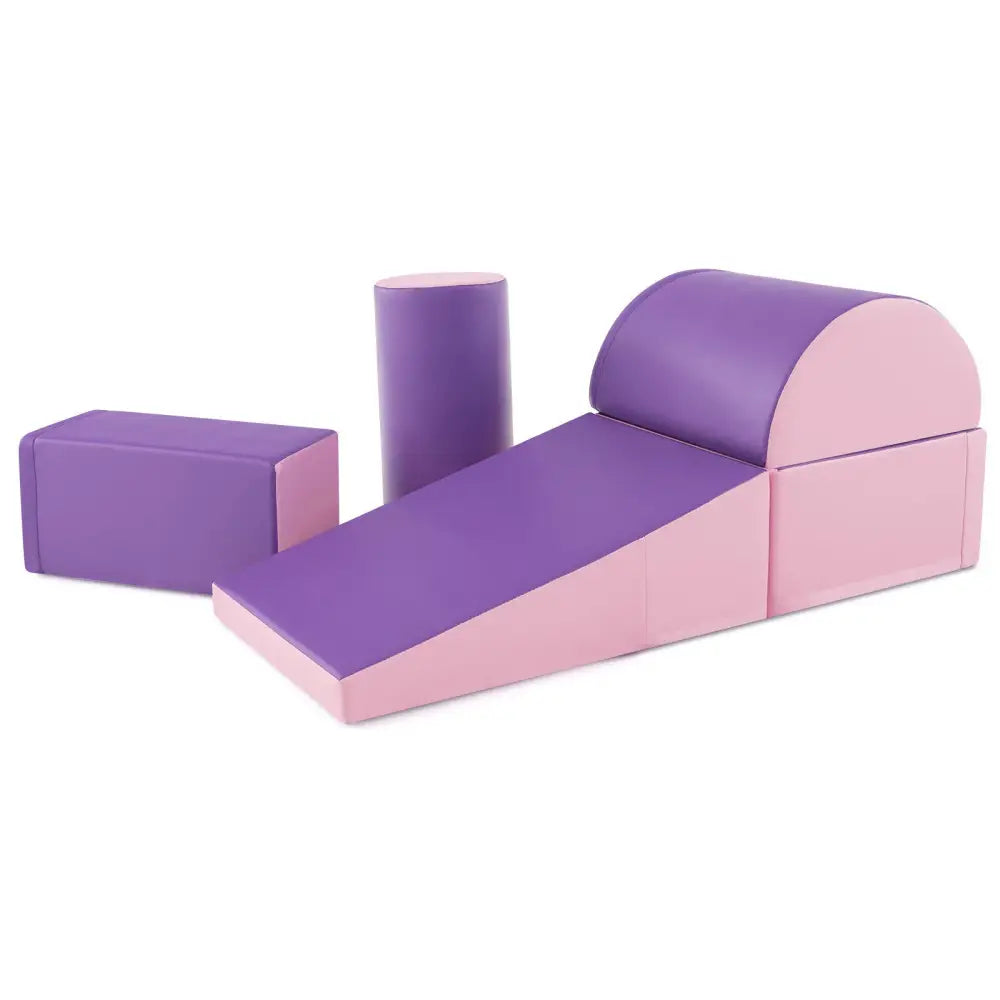 5-Piece Kids Climb and Crawl Activity Playset-Purple - Purple - Climbers & Slides