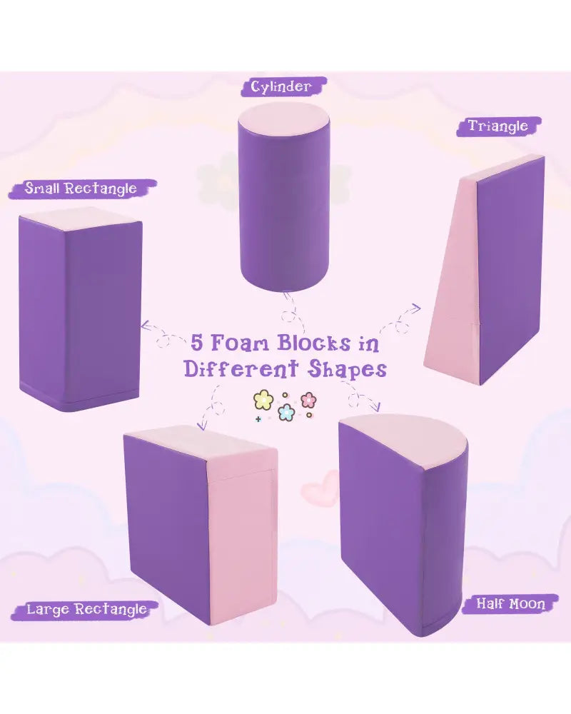 5-Piece Kids Climb and Crawl Activity Playset-Purple - Purple - Climbers & Slides
