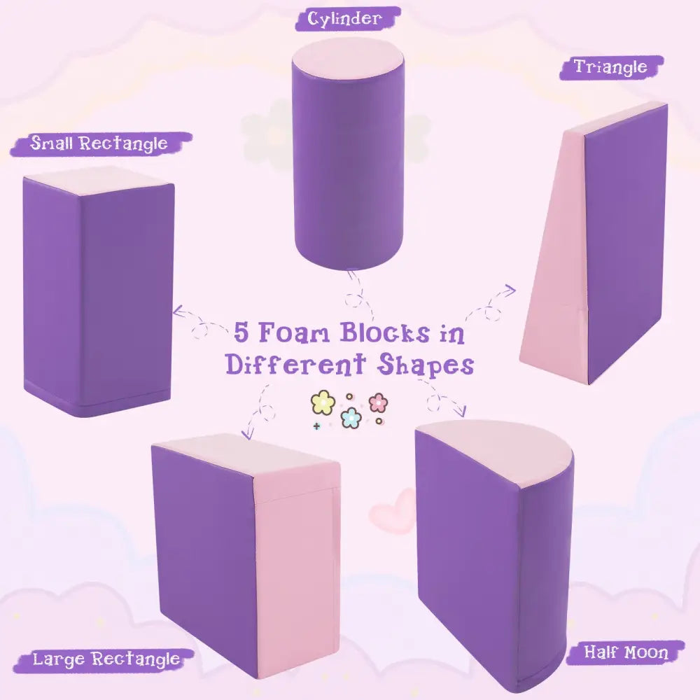 5-Piece Kids Climb and Crawl Activity Playset-Purple - Purple - Climbers & Slides