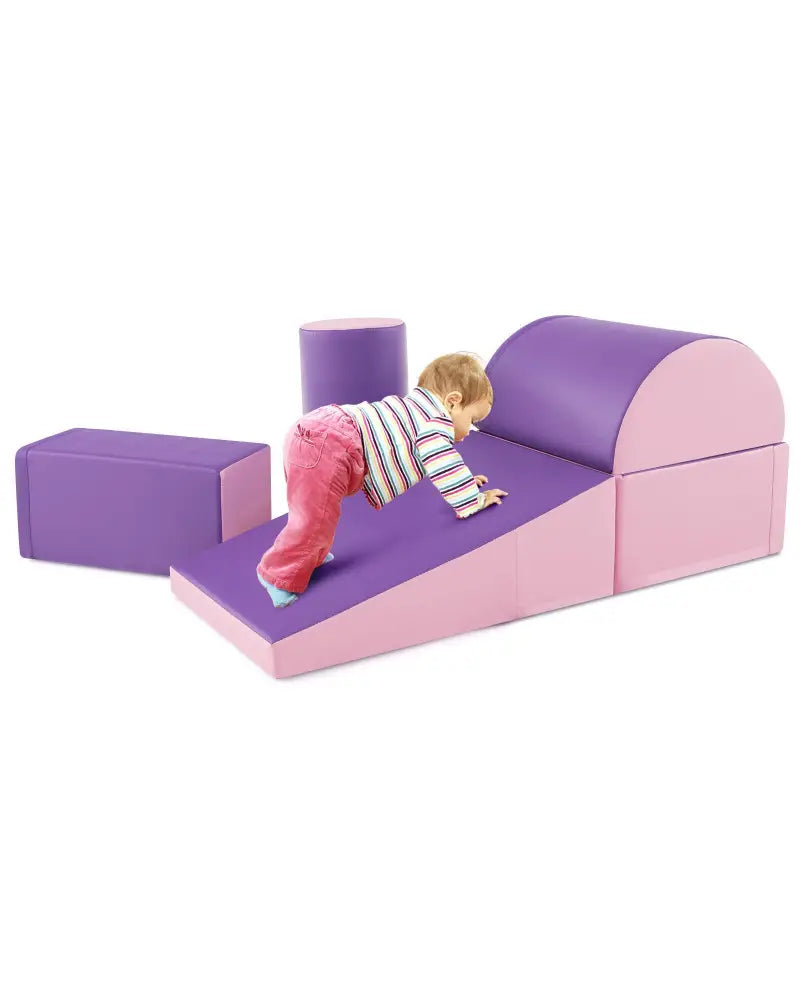 5-Piece Kids Climb and Crawl Activity Playset-Purple - Purple - Climbers & Slides