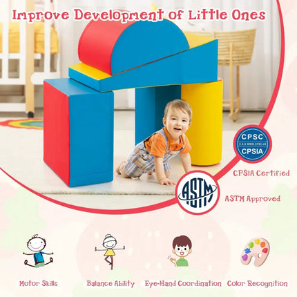 5 - Piece Kids Climb and Crawl Activity Playset - Red - Oasis Home Essentials