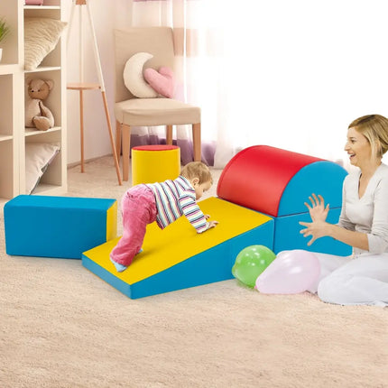 5 - Piece Kids Climb and Crawl Activity Playset - Red - Oasis Home Essentials