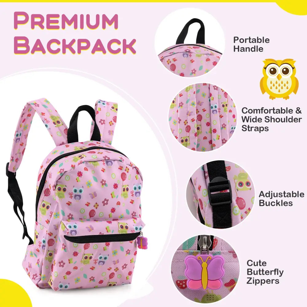 5 Piece Kids Luggage Set with Backpack Neck Pillow Name Tag Lunch Bag-Pink - Pink - Kids Luggage