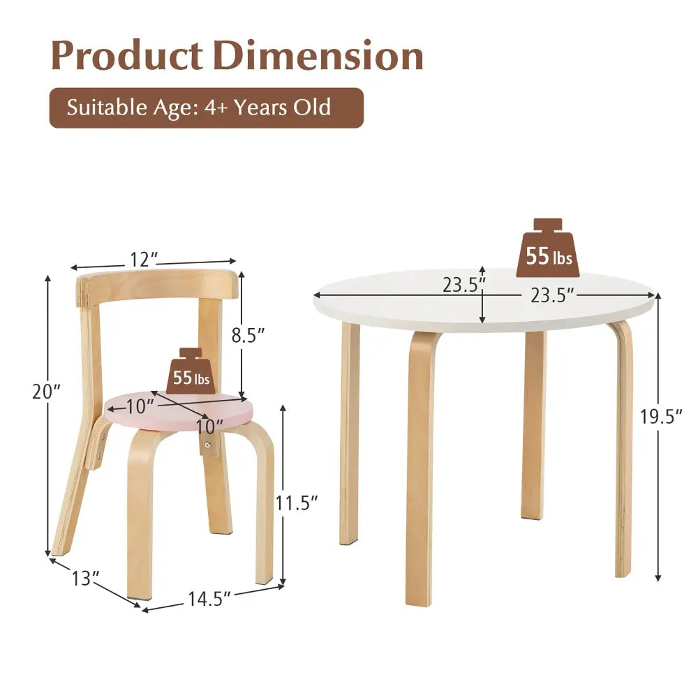 5-Piece Kids Wooden Curved Back Activity Table and Chair Set withToy Bricks - Multicolor - Kids Table & Chair Sets