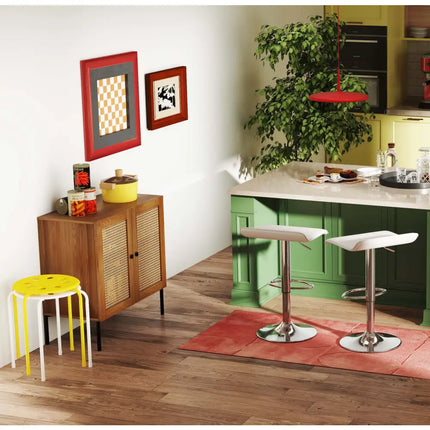 5-Piece Kitchen & Dining Bundle: Adjustable Bar Stools (Set of 2) + Stackable Stools (Set of 6) + Rattan Storage Sideboard Costway