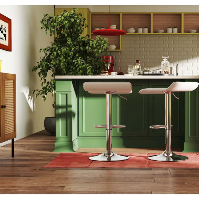 5-Piece Kitchen & Dining Bundle: Adjustable Bar Stools (Set of 2) + Stackable Stools (Set of 6) + Rattan Storage Sideboard Costway