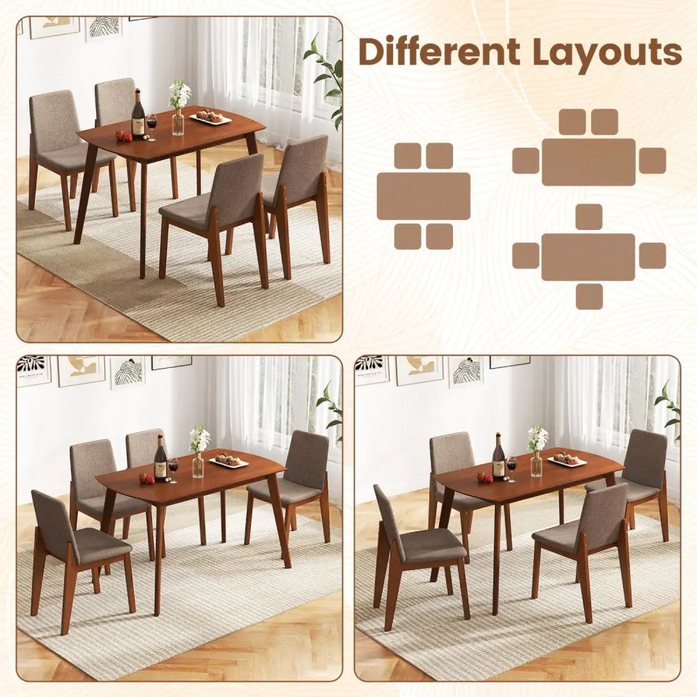 5-Piece Kitchen Table and Upholstered Chairs-Light Brown - Light Brown - Dining Room Sets