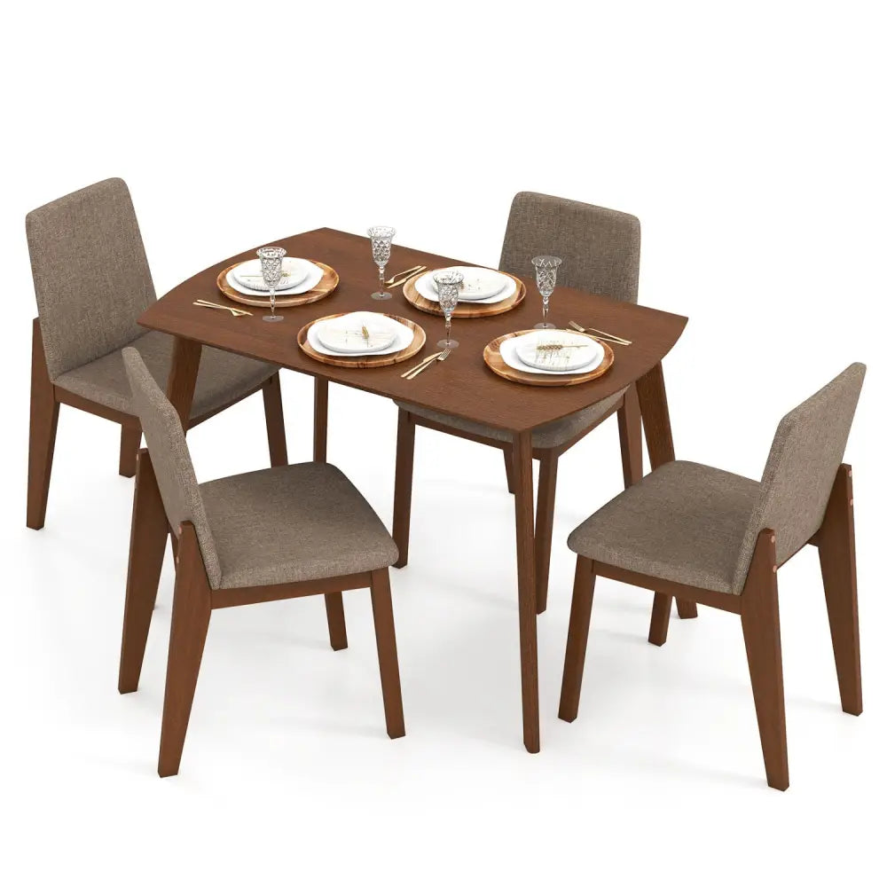 5-Piece Kitchen Table and Upholstered Chairs-Light Brown - Light Brown - Dining Room Sets