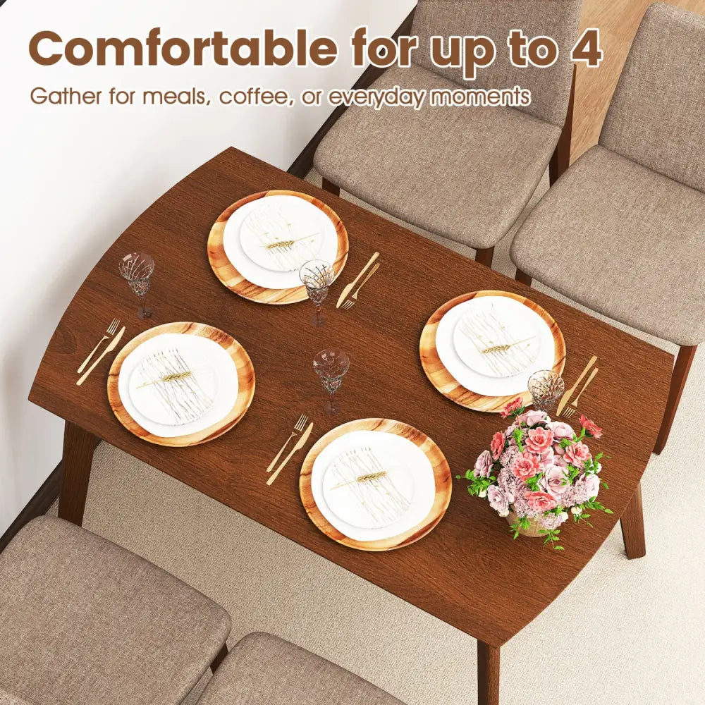 5-Piece Kitchen Table and Upholstered Chairs-Light Brown - Light Brown - Dining Room Sets