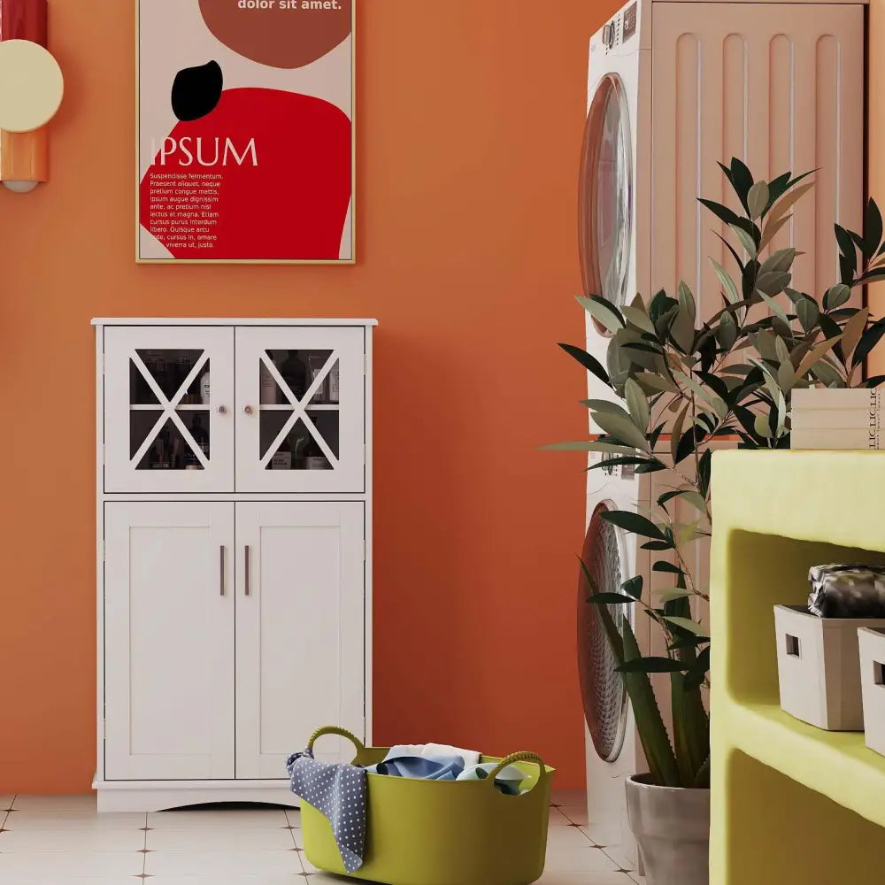 5-Piece Modern Bathroom Suite: Over The Toilet Cabinet + Smart Toilet Bidet + Oval Sink + Floor Cabinet + Clothes Dryer