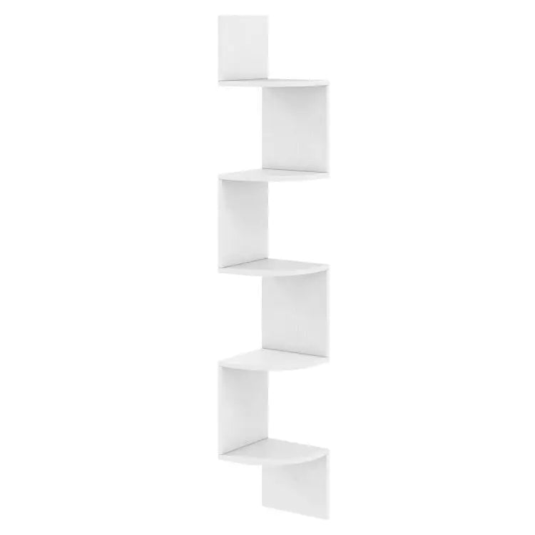 5-Piece Modern Living Room Furniture Set: Side table + Coffee table + Console table + Bookcase + Corner shelf - White