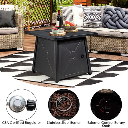 5 Piece Patio Furniture Set with 50000 BTU Propane Fire Pit Table-Black - Black - Patio Furniture Sets
