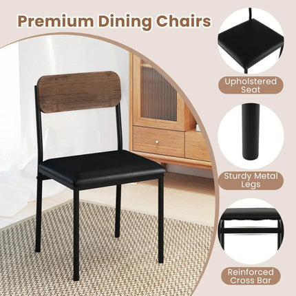 5-Piece Round Kitchen Table Set with Drop Leaf Tabletop and 4 Upholstered Dining Chairs-Brown Costway