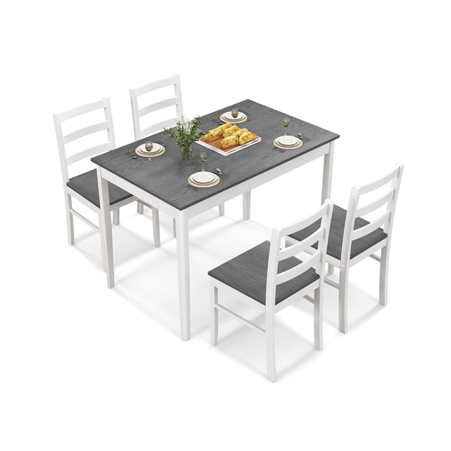 5-Piece Wooden Dining Set with Rectangular Table and 4 Chairs-Gray Costway