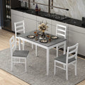 5-Piece Wooden Dining Set with Rectangular Table and 4 Chairs-Gray - Gray - Dining Room Sets