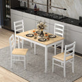 5-Piece Wooden Dining Set with Rectangular Table and 4 Chairs-Natural - Natural - Dining Room Sets