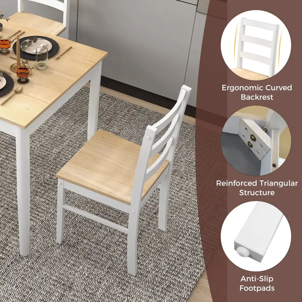 5-Piece Wooden Dining Set with Rectangular Table and 4 Chairs-Natural Costway