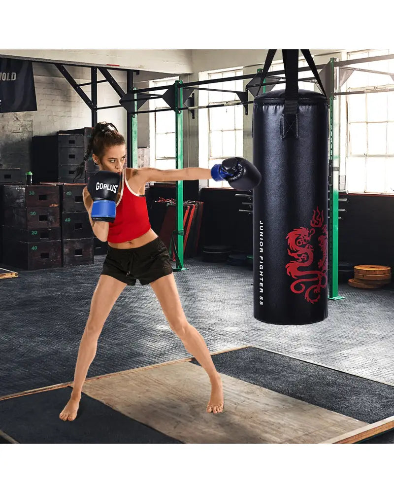 5 Pieces 40Lbs Filled Punching Boxing Set with Jump Rope and Gloves - Black - Boxing & Martial Arts