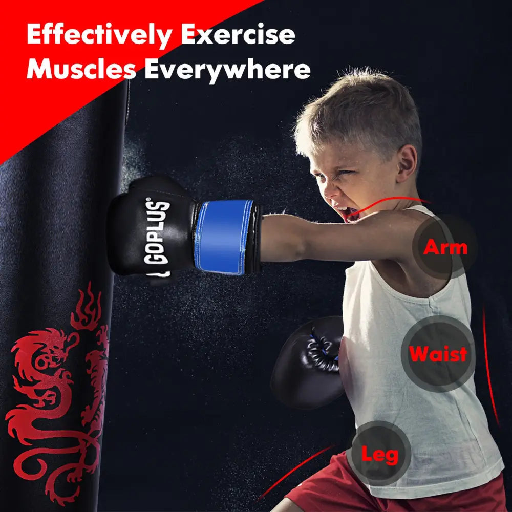 5 Pieces 40Lbs Filled Punching Boxing Set with Jump Rope and Gloves - Black - Boxing & Martial Arts