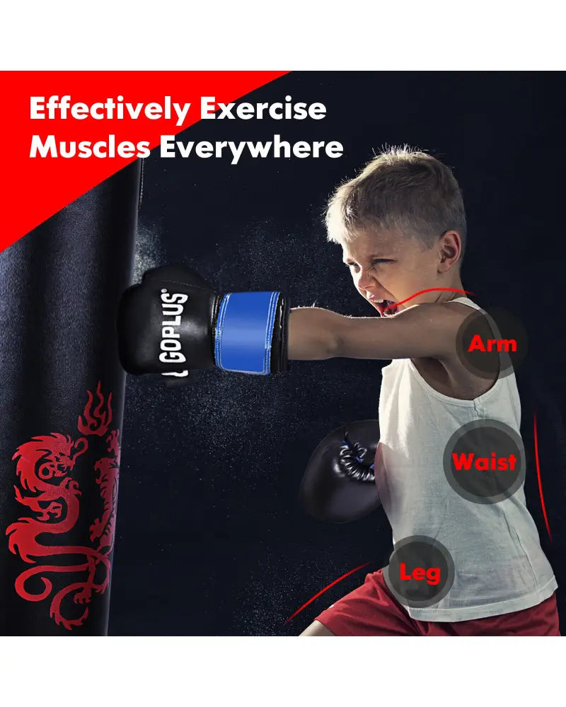 5 Pieces 40Lbs Filled Punching Boxing Set with Jump Rope and Gloves - Black - Boxing & Martial Arts