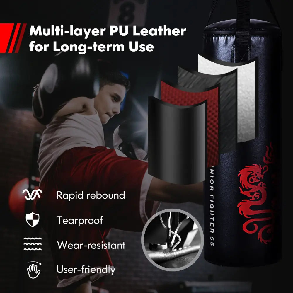 5 Pieces 40Lbs Filled Punching Boxing Set with Jump Rope and Gloves - Black - Boxing & Martial Arts