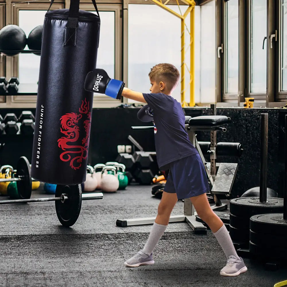 5 Pieces 40Lbs Filled Punching Boxing Set with Jump Rope and Gloves - Black - Boxing & Martial Arts