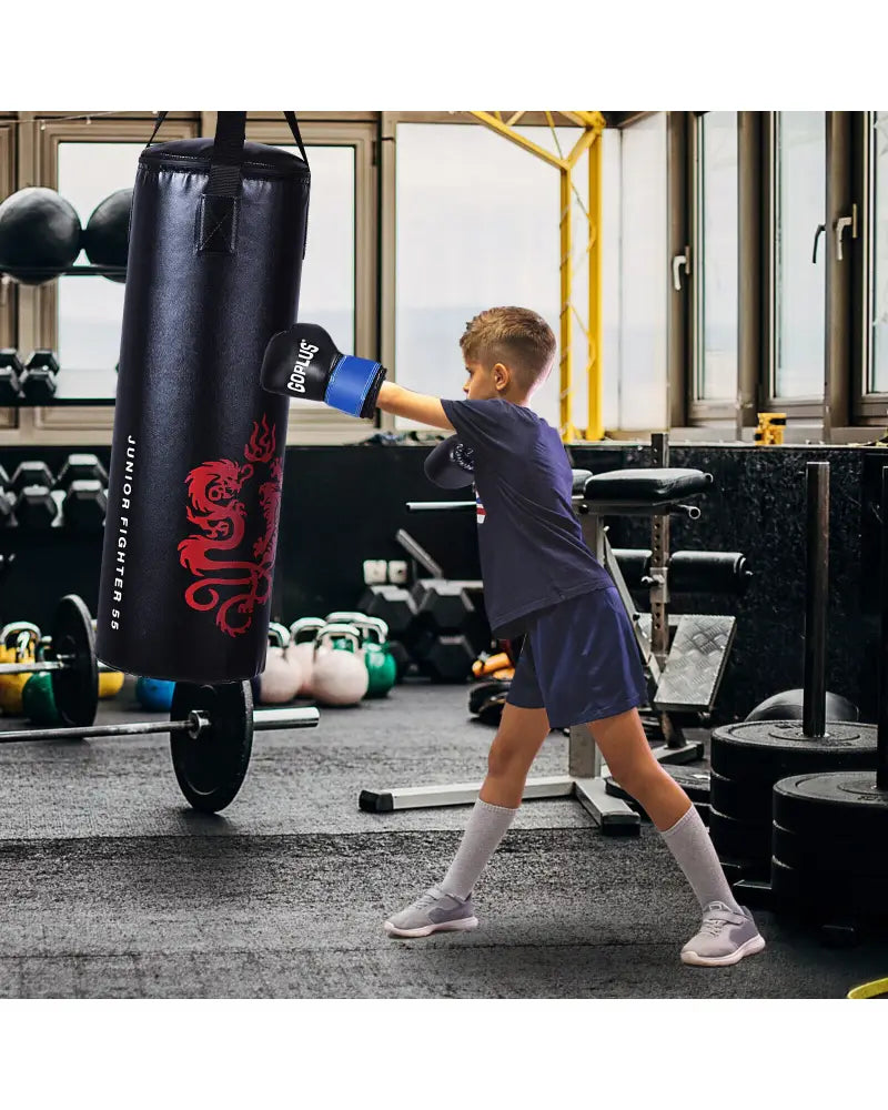 5 Pieces 40Lbs Filled Punching Boxing Set with Jump Rope and Gloves - Black - Boxing & Martial Arts