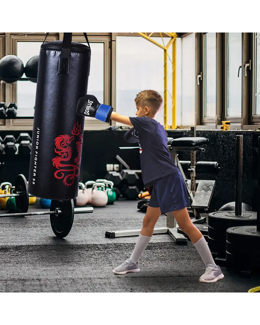 5 Pieces 40Lbs Filled Punching Boxing Set with Jump Rope and Gloves - Black - Boxing & Martial Arts