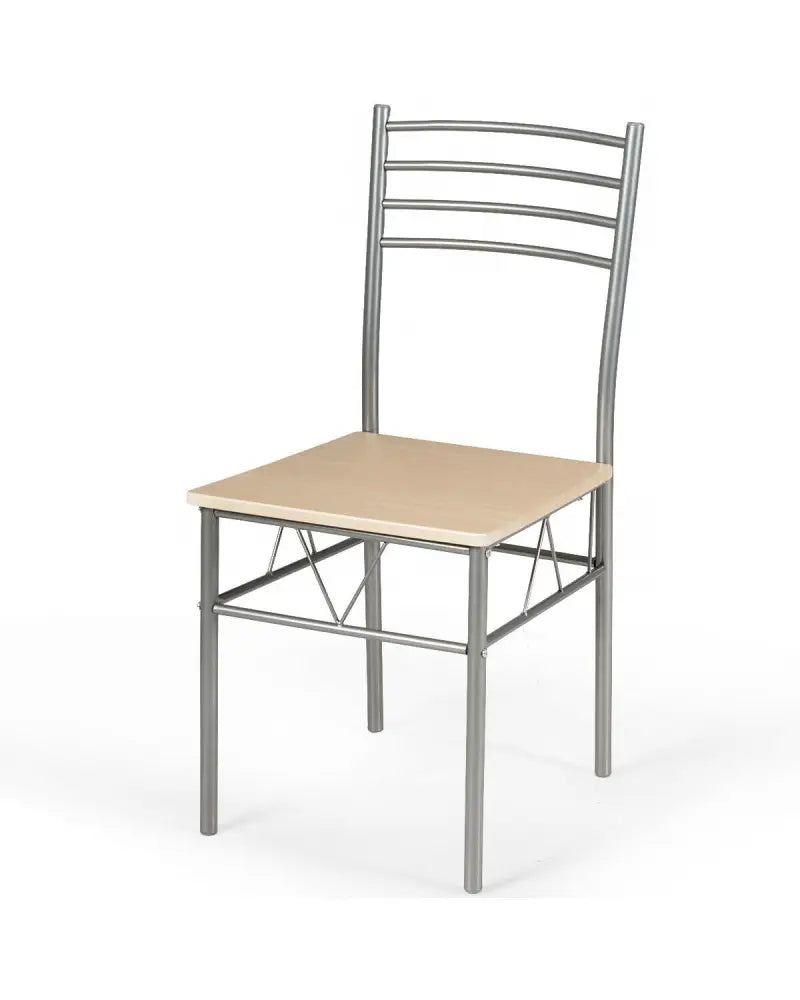 5 Pieces Dining Set Glass Table and 4 Chairs - Natural - Dining Room Sets