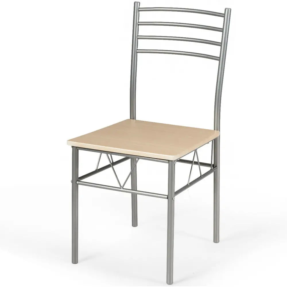 5 Pieces Dining Set Glass Table and 4 Chairs - Natural - Dining Room Sets