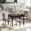 5 Pieces Dining Set Wood Metal Table and 4 Chairs with Cushions - Beige - Dining Room Sets