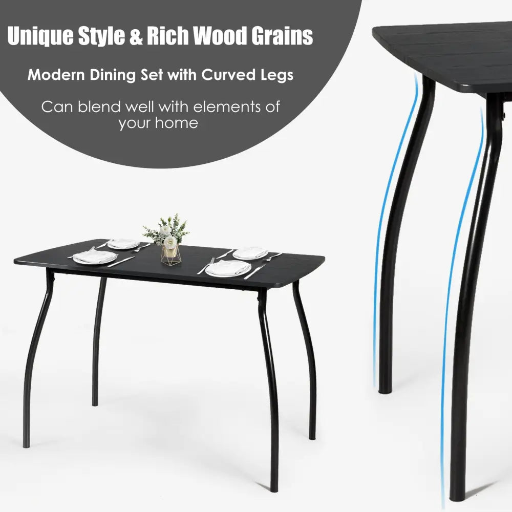 5 Pieces Dining Table Set with 4 Chairs - Black - Dining Room Sets