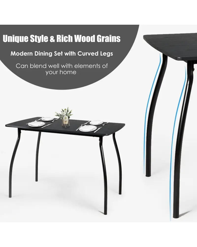 5 Pieces Dining Table Set with 4 Chairs - Black - Dining Room Sets