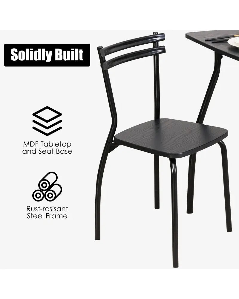 5 Pieces Dining Table Set with 4 Chairs - Black - Dining Room Sets