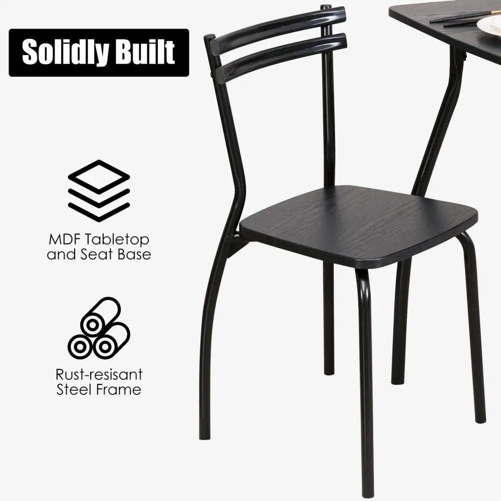 5 Pieces Dining Table Set with 4 Chairs - Black - Dining Room Sets